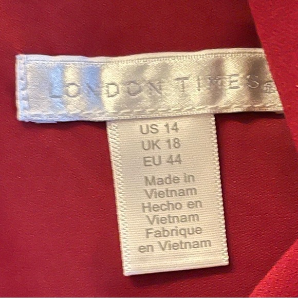 London Times Draped Waist Sleeveless Sheath Dress SZ 14 NWT - Picture 2 of 5